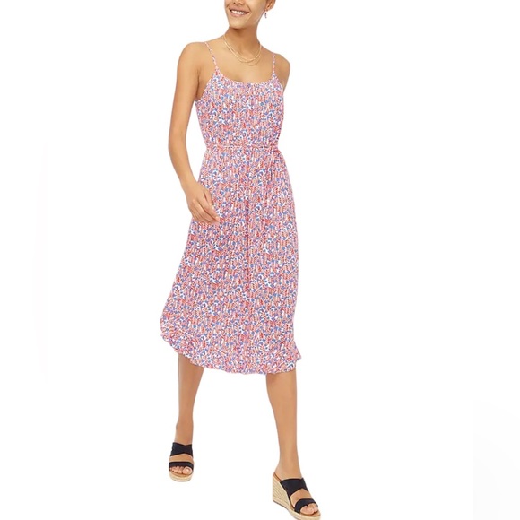 *NWT* J. Crew Sleeveless Ruffle Midi Dress w/ Curved Hem w/Pockets - Picture 2 of 11